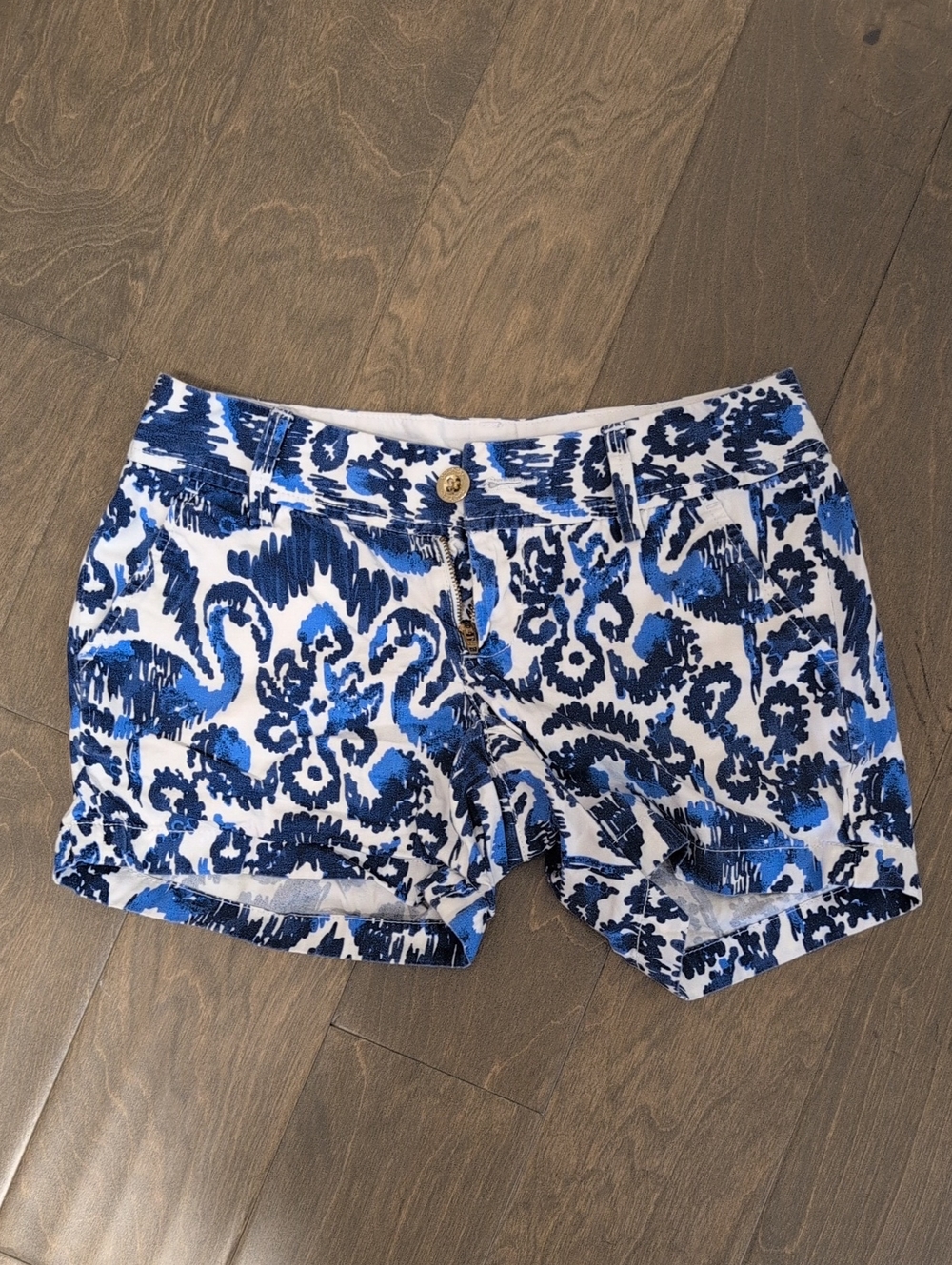 Women's Blue Ikat-Pattern Jean Shorts